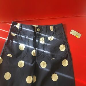 NWT $145 Anthropologie Maeve Colette crop navy dot petite pants s 26 M wide leg